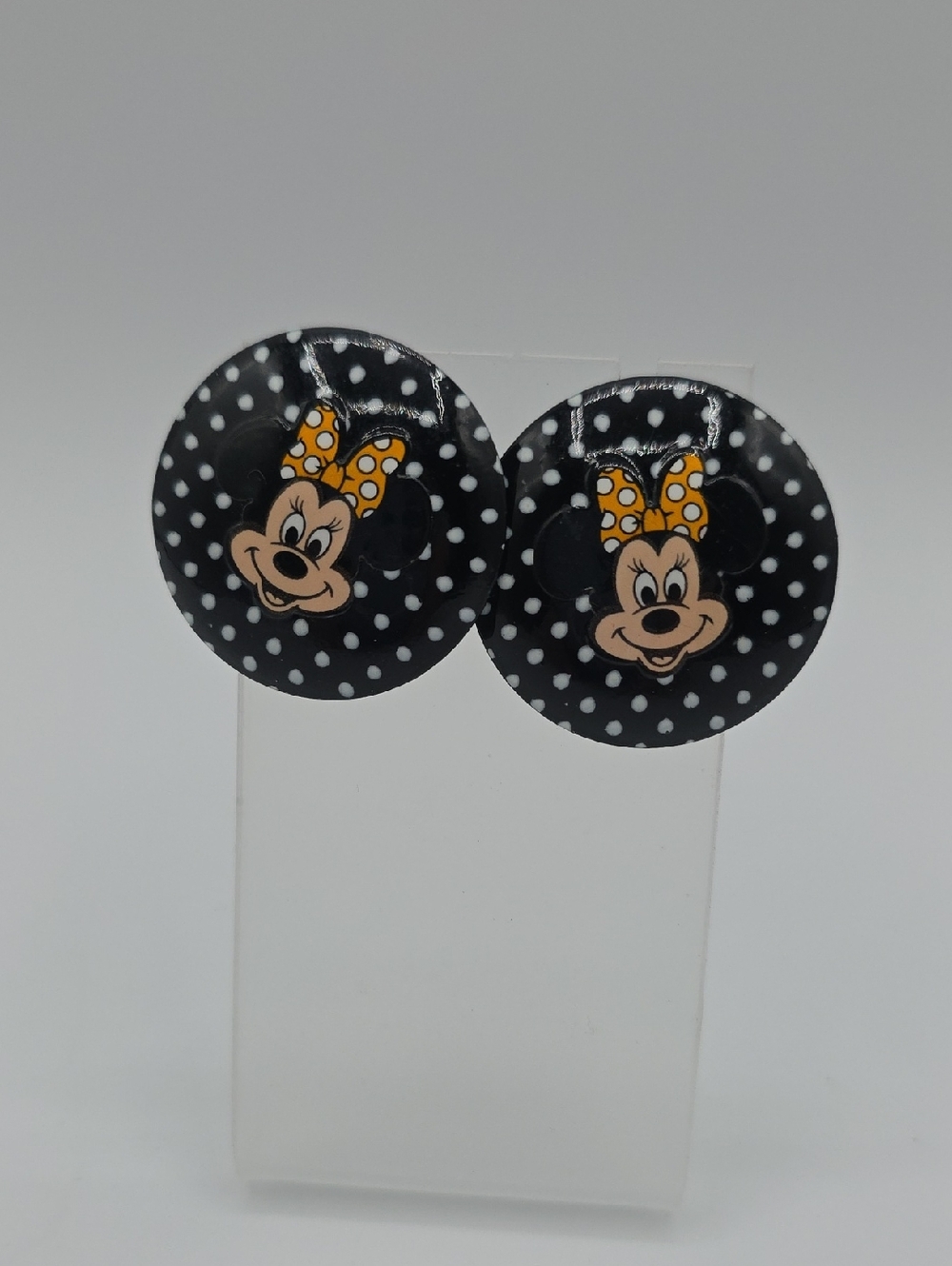 Disney Polka Dot Minnie-Style Stud Earrings in Black and Yellow